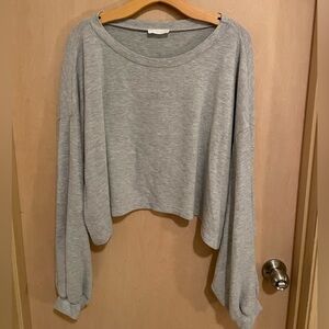 Altar'd State Gray Long Sleeve Crop Top